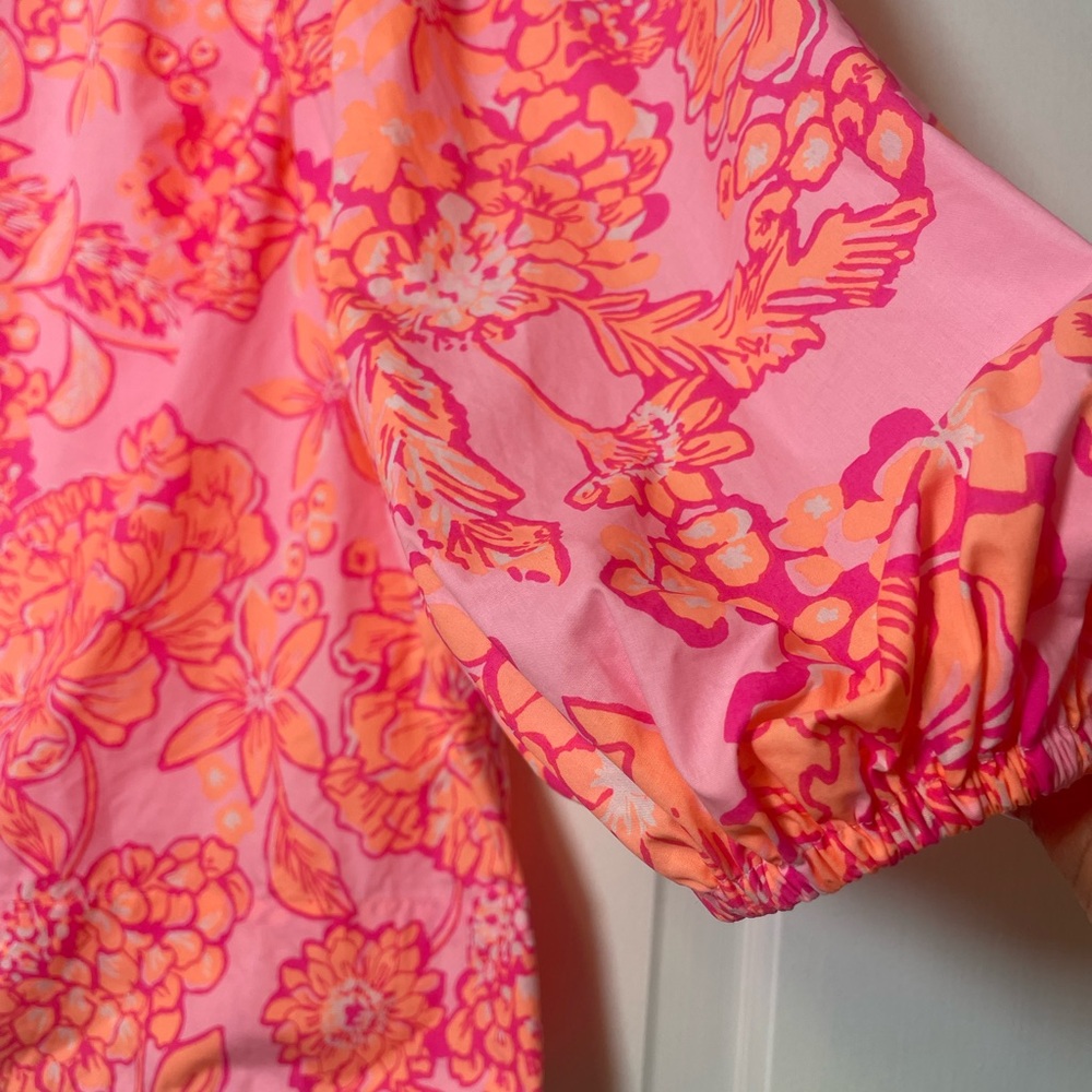 Lilly Pulitzer Barbara Blouse In Mandevilla Baby Days Bloom - Picture 4 of 10